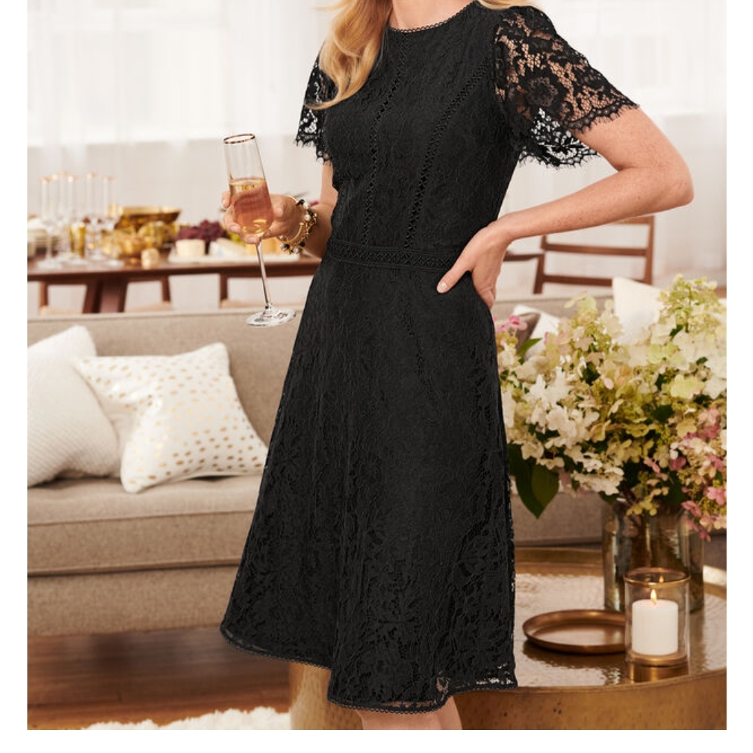 Talbots Autumn Leaf Lace Fit & Flare Ldress